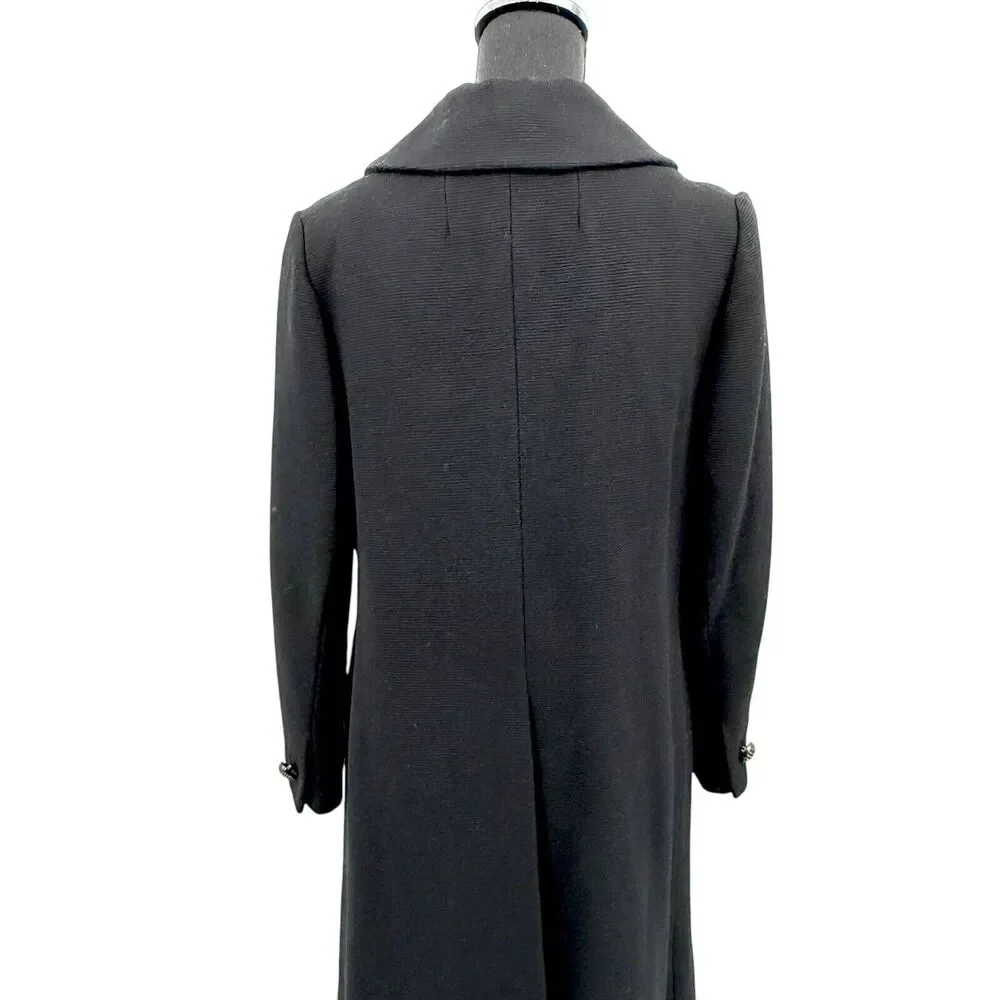 Vintage Prago Guyes Black Double Breasted Wool Lined Coat 60s‎ 70s